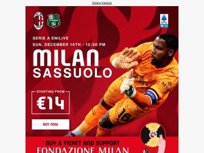 Milan-Sassuolo: tickets starting from €14!
