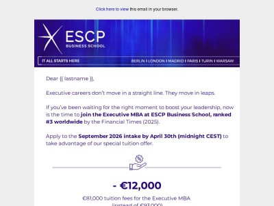Don't miss ESCP's EMBA Early Bird Offer