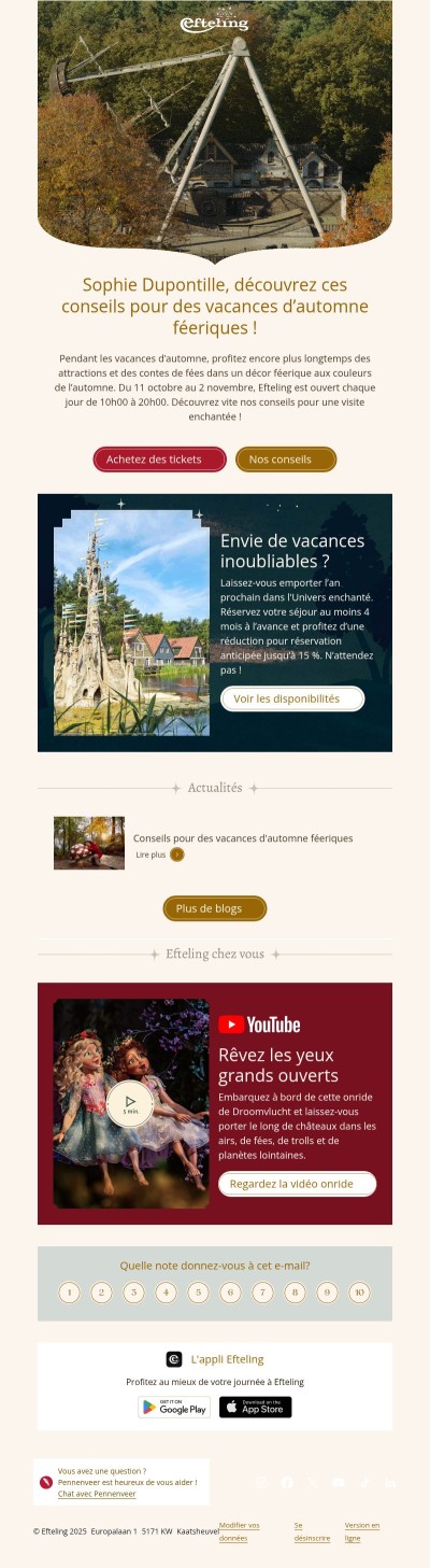 {{ fullname }}, Efteling est ouvert plus longtemps pendant les vacances d’automne !