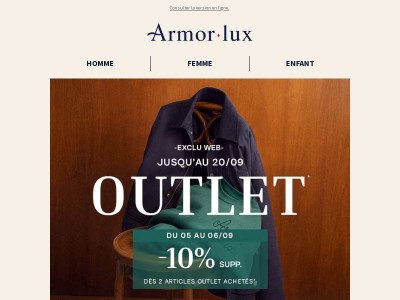 OUTLET : -10% supp. dès 2 articles achetés*