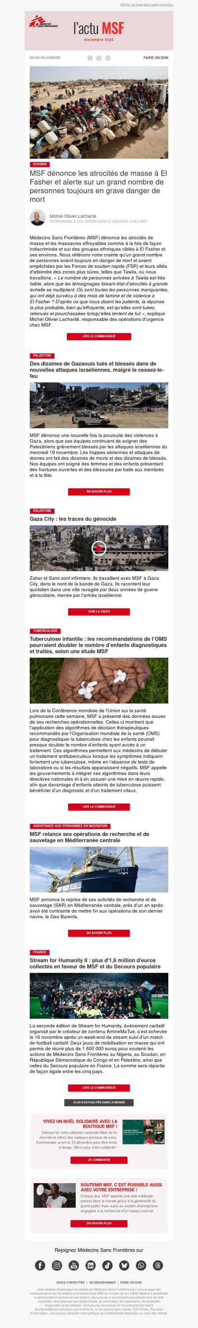 Newsletter de novembre / Soudan : MSF dénonce les atrocités de masse à El Fasher et alerte sur un grand nombre de personnes toujours en grave danger de mort