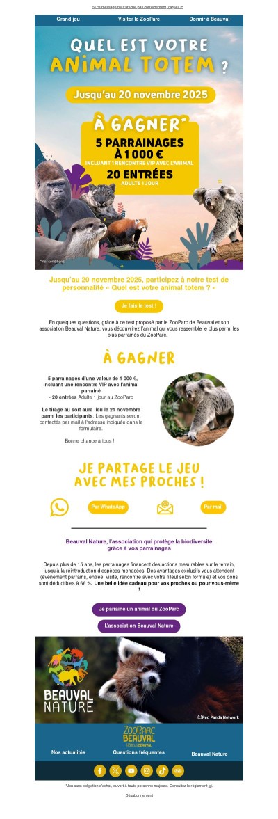 Quel est votre animal totem ? Jouez et gagnez... 🐼