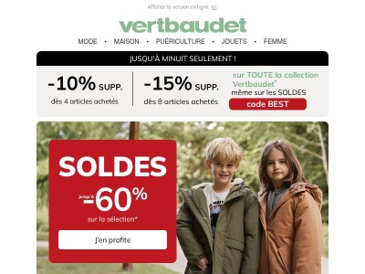 🔴 Jusqu'à minuit : -15% supplémentaires !