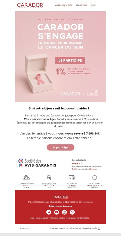 Votre bijoutier Carador soutient Octobre Rose