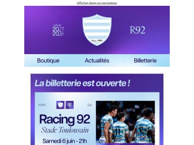 Racing 92 - Stade Toulousain : la billetterie est ouverte !