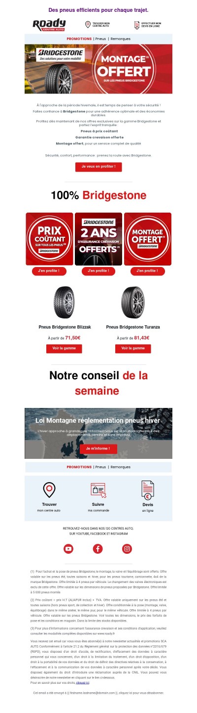 Misez sur la performance Bridgestone pour vos pneus