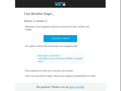 Vérifiez votre nouveau compte GoPro