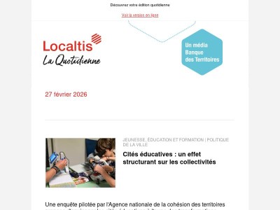 Actualités Localtis du lundi 2 mars 2026