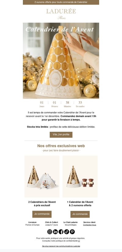 Calendrier de l'Avent : commandez dans les 24h pour le recevoir à temps ⌛