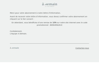 Confirmation de votre abonnement à la newsletter