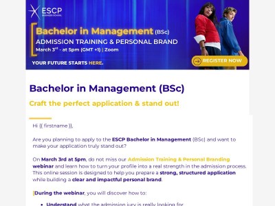 How to Build a Strong ESCP Application That Stands Out | 3rd March @5pm, online