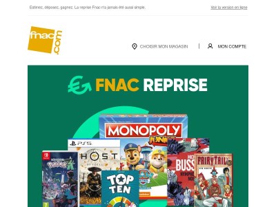 Fnac Reprise | Profitez de +15 % de bonus sur vos livres et jeux