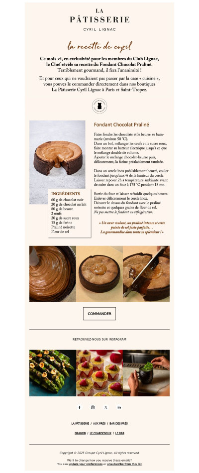 EXCLU CLUB LIGNAC - Le Fondant Chocolat Praliné