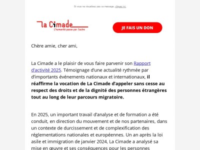 Découvrez le rapport d’activité 2025 de La Cimade