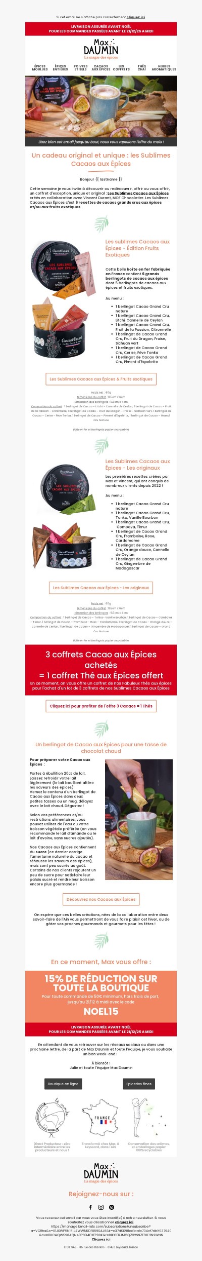 Les Sublimes Cacaos aux Épices (profitez d'une jolie offre !)