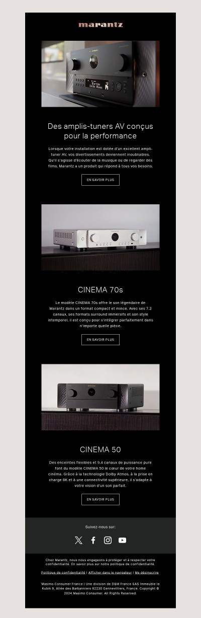 Des amplis-tuners AV conçus pour la performance