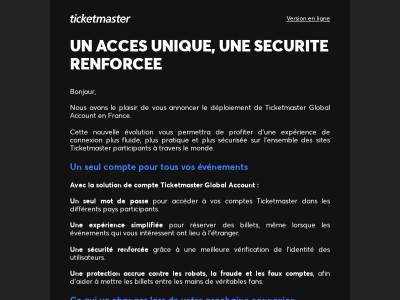 Votre compte Ticketmaster évolue : une connexion plus simple et plus sécurisée