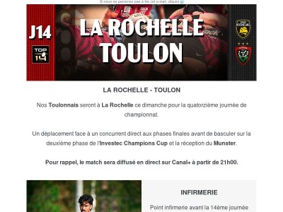 SR- RCT : Votre newsletter de match !