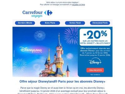 -20% sur vos séjours Disneyland® Paris avec votre abonnement Disney+ ✨
