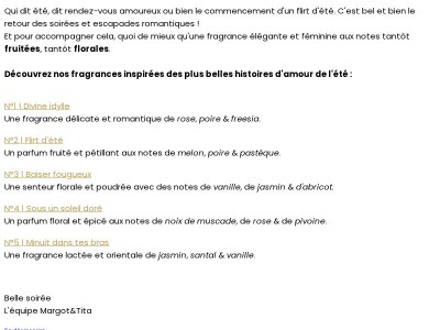 Les plus belles histoires d'amour se racontent en parfums..