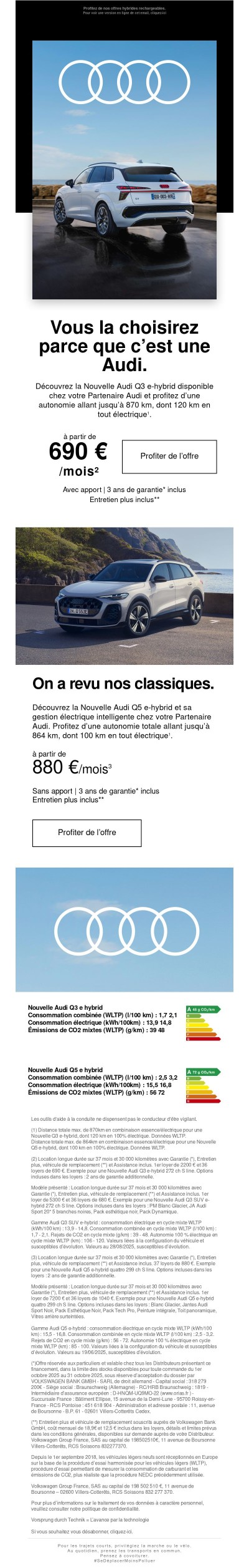 Découvrez les Nouvelles Audi Q3 et Audi Q5 e-hybrid