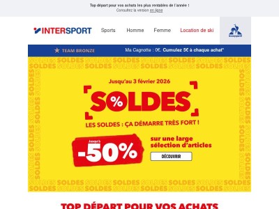 🛍️​​ SOLDES : jusqu’à -50% sur nos sélections sportives et lifestyle.