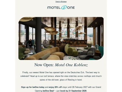 Save 20% at our Grand Opening in Koblenz!