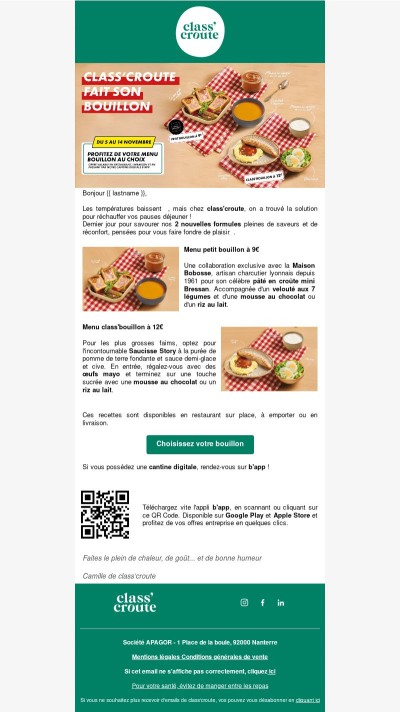 Dernier jour pour profiter de notre offre bouillon chez class'croute