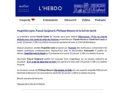 HugoDécrypte, Pascal Quignard, Philippe Besson et la Soirée Santé