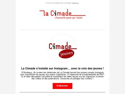 Newsletter : La Cimade s’installe sur Instagram… avec la voix des jeunes !