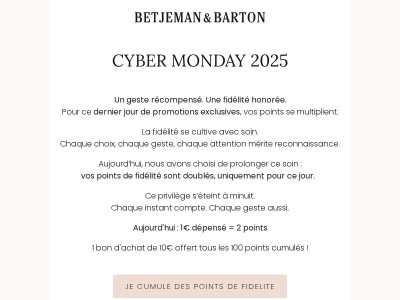 Aujourd'hui seulement, profitez de -20% et doublez vos points de fidélité ! ✨