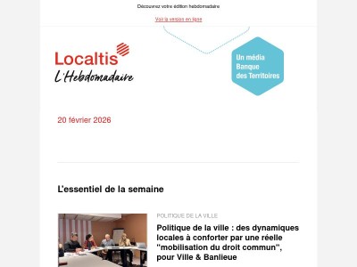 L'Hebdo Localtis du vendredi 20 février 2026