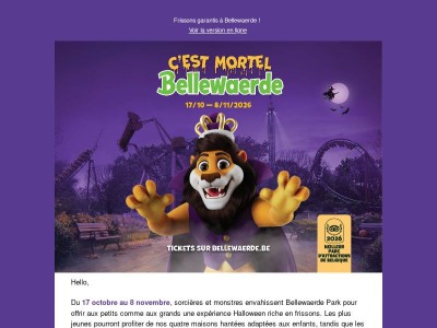Du 17 octobre au 8 novembre, sorcières et monstres envahissent Bellewaerde Park