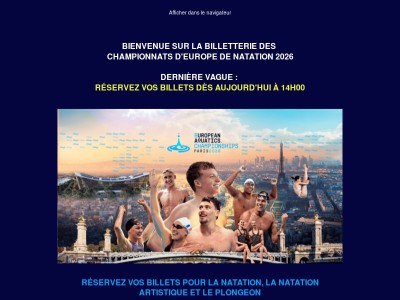 Billetterie - Championnats d'Europe de Natation 2026 : dernière vague !