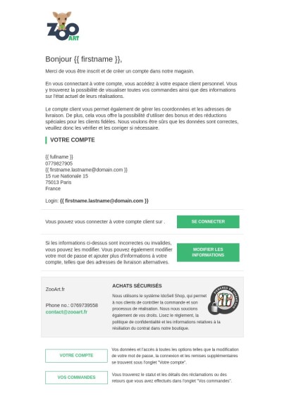  - Bienvenue dans le cercle des clients de notre boutique