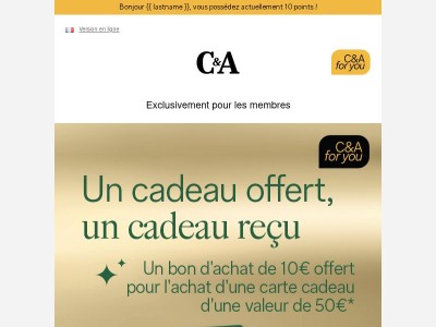🎁 10 € de réduction pour l'achat d'une carte cadeau de 50 € et plus - réservé aux membres