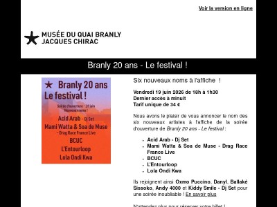 Six nouveaux artistes rejoignent l’affiche de Branly 20 ans – Le festival !