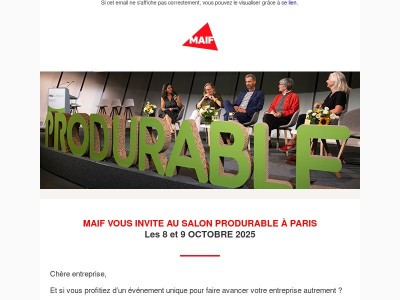 👉 MAIF vous invite au Salon PRODURABLE 2025 à Paris