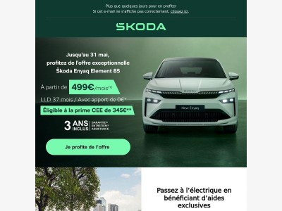 Dernier appel : le Škoda Enyaq Element 85 dès 499€/mois ⚡