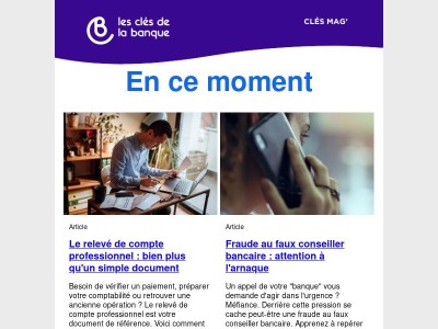Entrepreneur - Relevé de compte, escompte effet de commerce, fraude au faux conseiller, installation profession libérale...