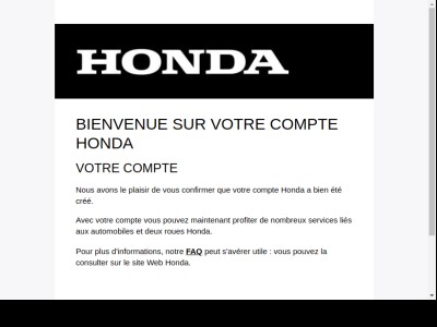 Bienvenue sur votre compte Honda