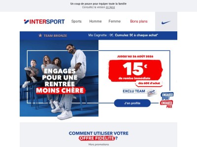 15€ de remise dès 60€ d'achat {{ firstname }} !