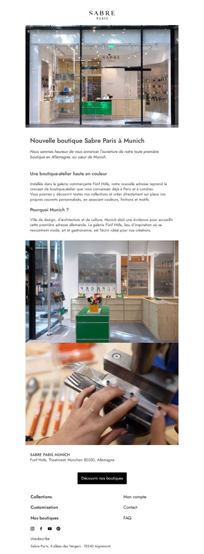 Nouvelle boutique Sabre Paris à Munich