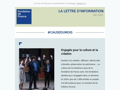 Engagés pour la culture et la création - La lettre d'information de la Fondation de France