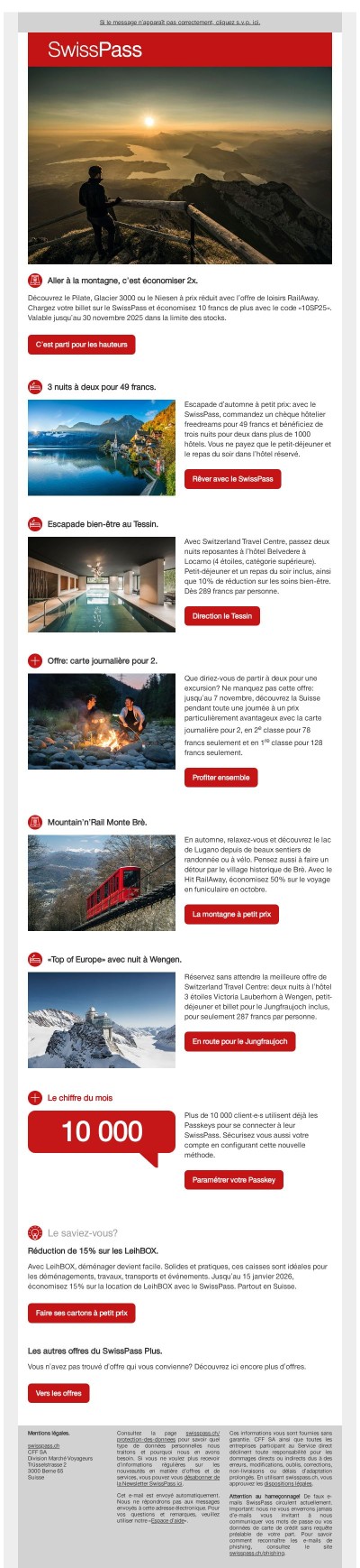 Voyagez à petit prix avec le SwissPass cet automne.