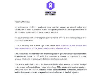Affaire Bruel : la Fondation des Femmes s’engage aux côtés des victimes