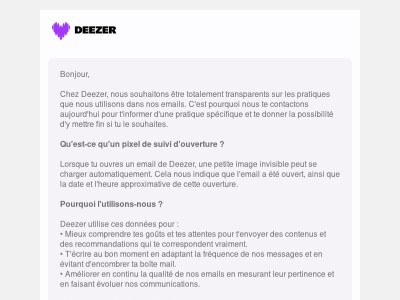 Une information importante sur le suivi de tes emails Deezer