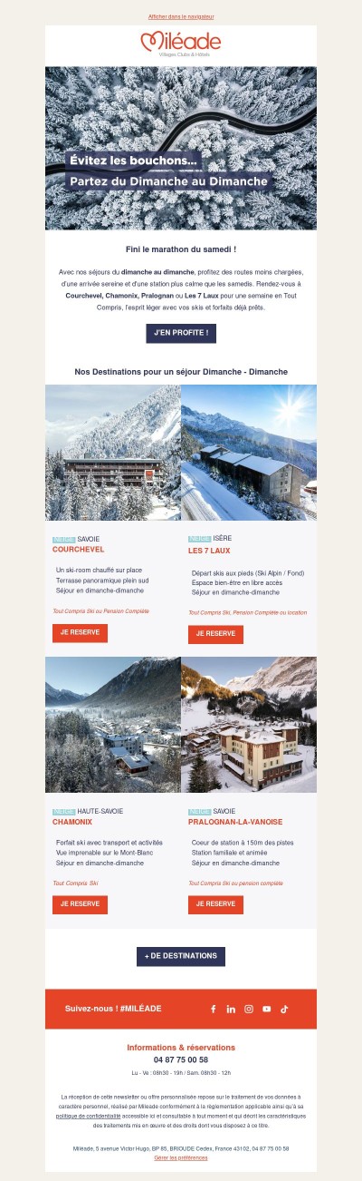 🚗 Moins de bouchons, plus de ski : partez du dimanche au dimanche !