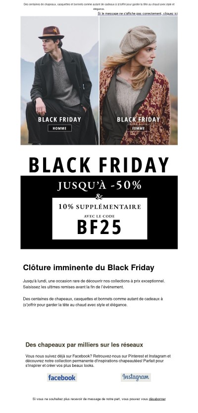 🖤 Derniers jours pour se chapeauter à prix réduit