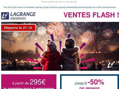 Ventes Flash Jour de l'An - Départs le 27/12